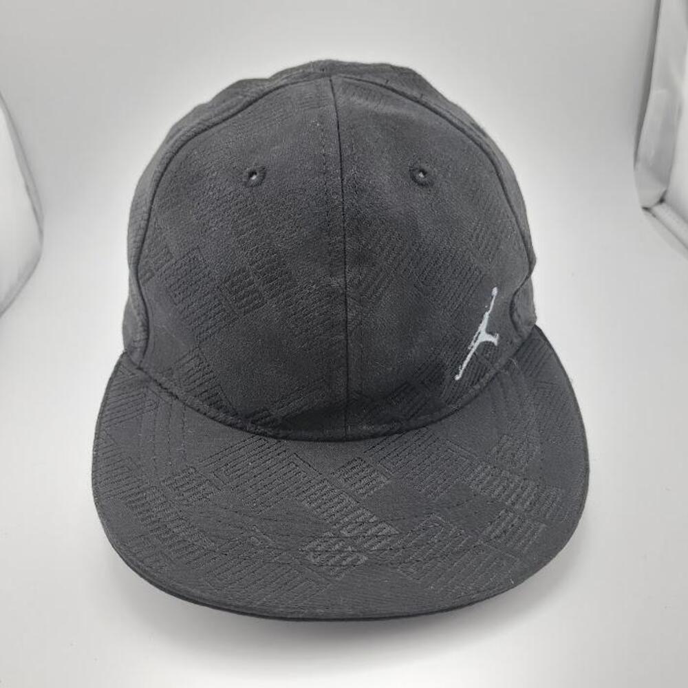 Jordan Hat Cap Fitted Mens Black Jumpman Embroidered Tonal Jacquard Basketball